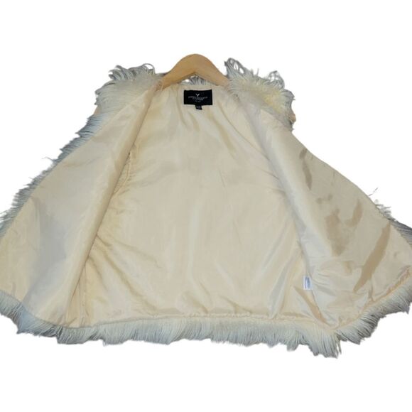 American Eagle Off White Ivory Cream Faux Fur Vest XL - Picture 5 of 9